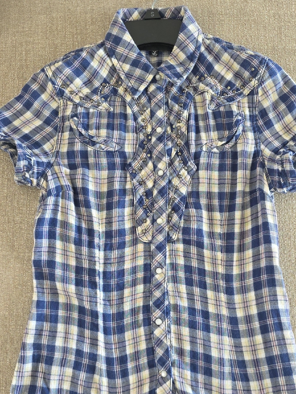 Blue Plaid Snap-Front Western Shirt